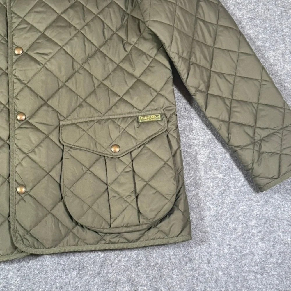VTG Polo Ralph Lauren Mens Danbury Green Quilted Field Jacket Cord Collar Large